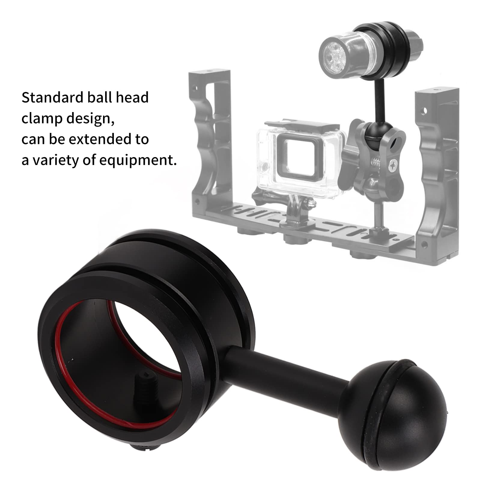 Akozon Adattatore per Braccio a Sfera Subacqueo Braccio per Palla da Immersione per Torcia da 28‑34 Mm Staffa per Giunto Sferico per Torcia Subacquea con Rivestimento Duro Anodizzato