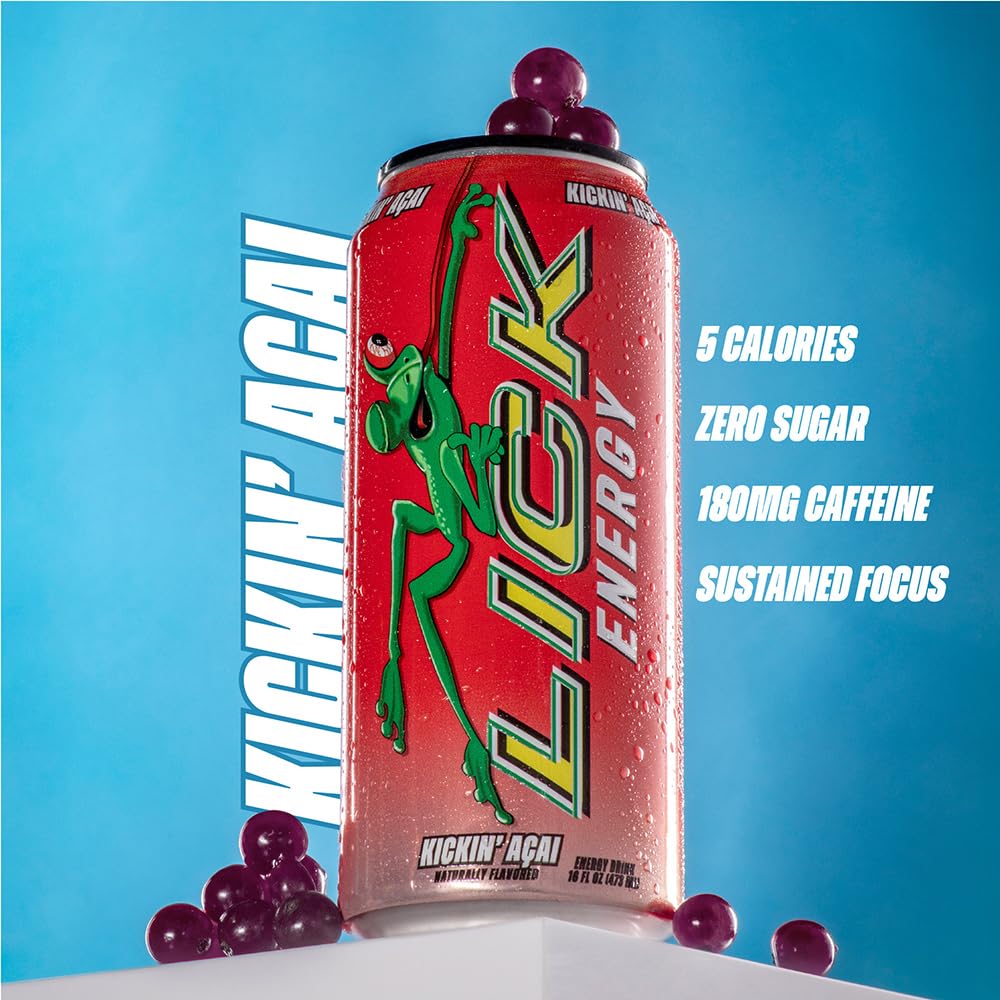 Amazon.com : LICK Energy Drink - Kickin' Acai, Zero Sugar, No