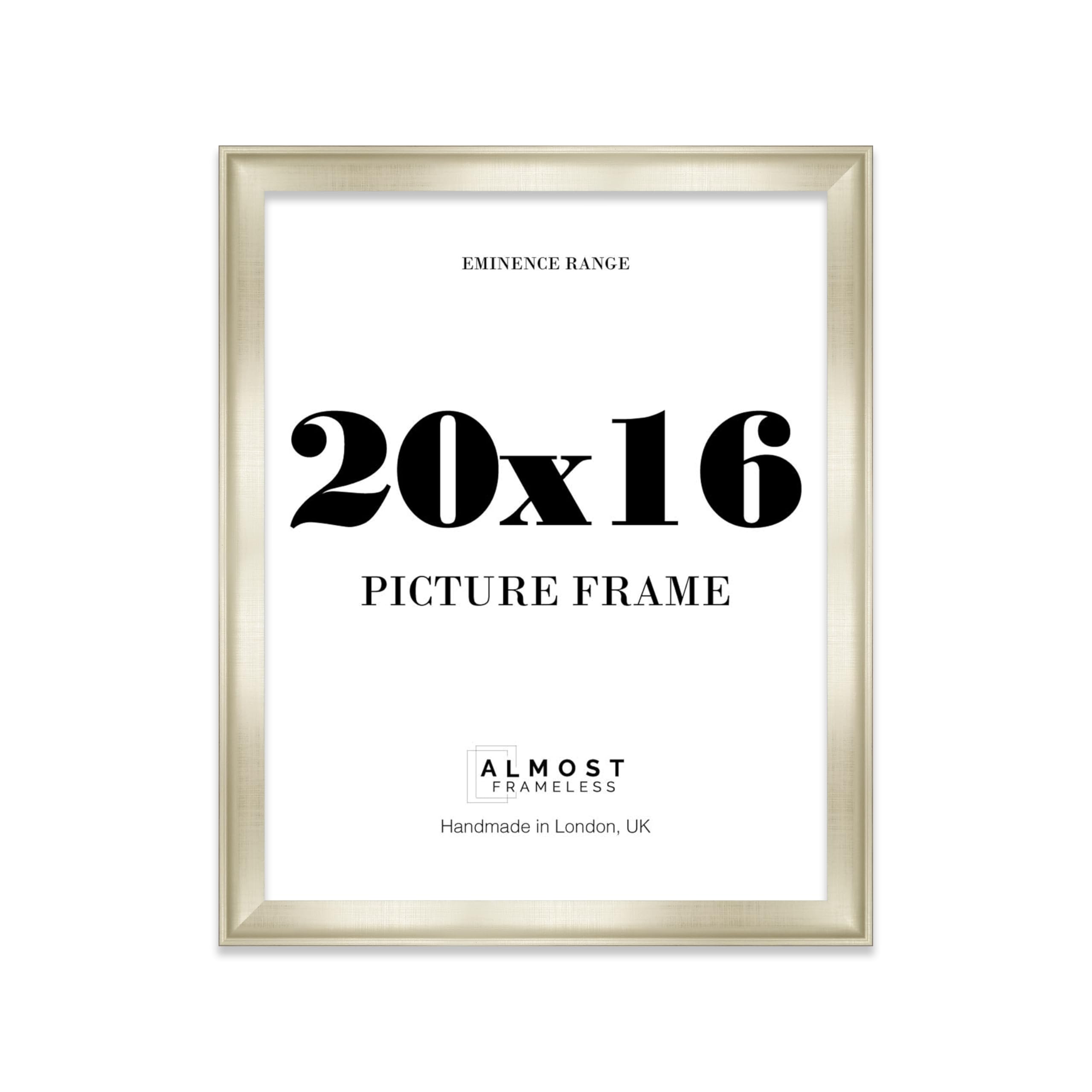 20x16" Silver Picture Frame - Rustic Wood Industrial Effect Photo Frame for Wall Display, Ideal for Posters, Prints & Home Décor, Wall Hooks, 32mm Edge - 1 Pack