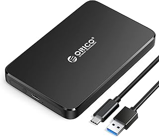 ORICO 2.5 Inch Hard Drive Enclosure USB C, 6Gbps USB 3.1 Gen 1 External SATA Drive Case for 2.5inch 9.5mm 7mm SSD HDD Up to 6TB, Tool Free, with 4 Colors to Choose, Support UASP (2588C3, Black)