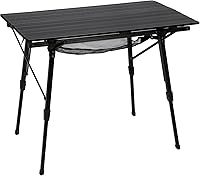 Vista 15 de Portal Mesa de Camping Plegable de Aluminio para Exteriores, Mesa de Picnic Portátil con Altura Ajustable, Top de Malla Enrollable, Plata