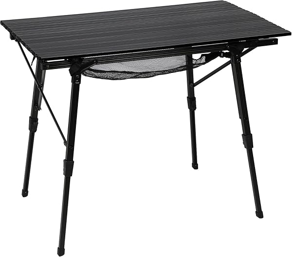 Portal Camping Table Foldable Portable with Adjustable Legs, Aluminum Folding Table Roll Up Table with Carrying Bag for 
