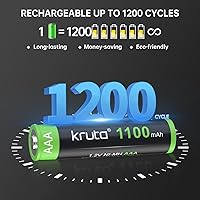 Vista 4 de Kruta Luces solares AAA 1100 mAh de alta capacidad 1.2 V Ni-MH recargable AAA batería solar para luces solares al aire libre, cadena de luces