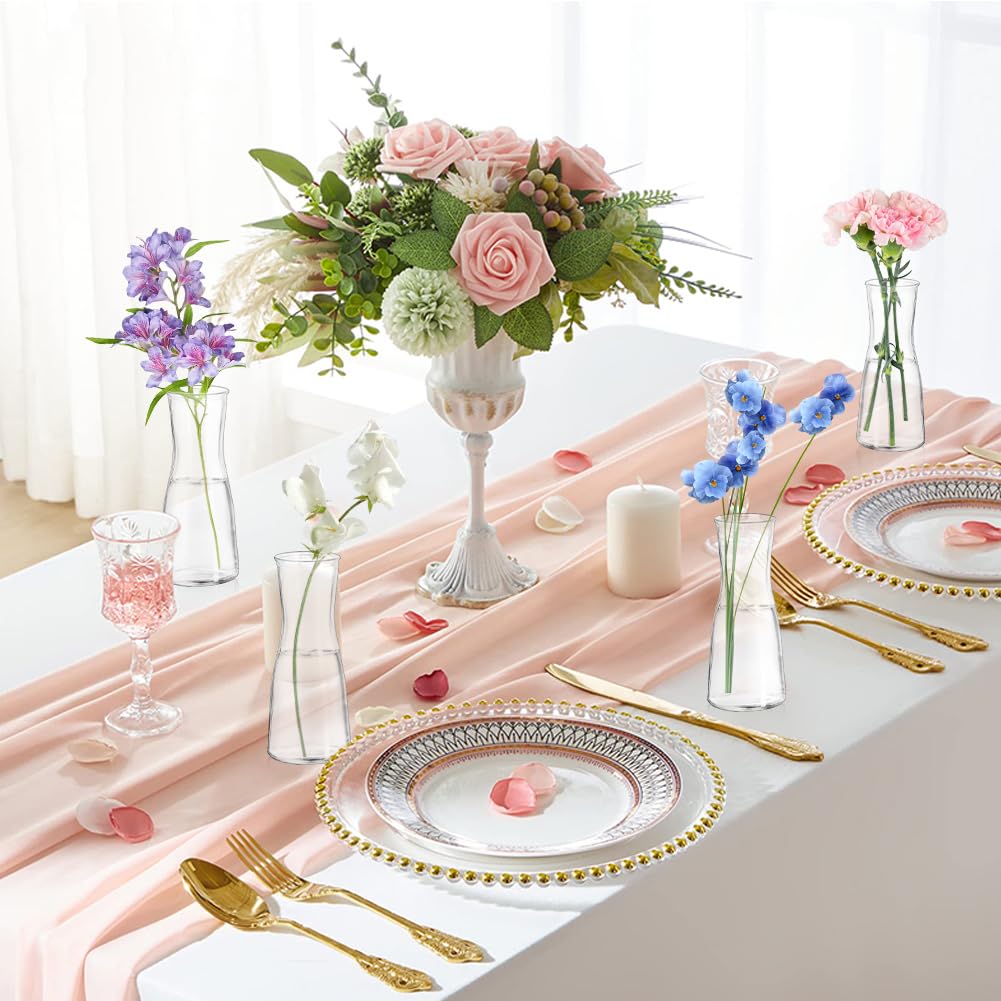 Piccoli vasi in vetro per decorazione da tavolo, mini vasi trasparenti piccoli 12 vasi per fiori moderni, minimalisti, in vetro, per matrimoni, compleanni, feste, tavolo da pranzo, decorazione da