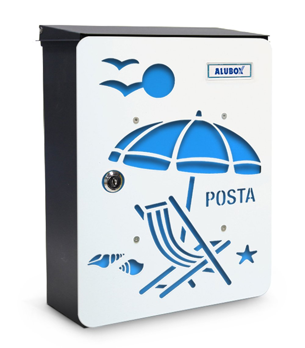Alubox Ombrellone Cassetta Postale Mia con Sportello, Multicolore