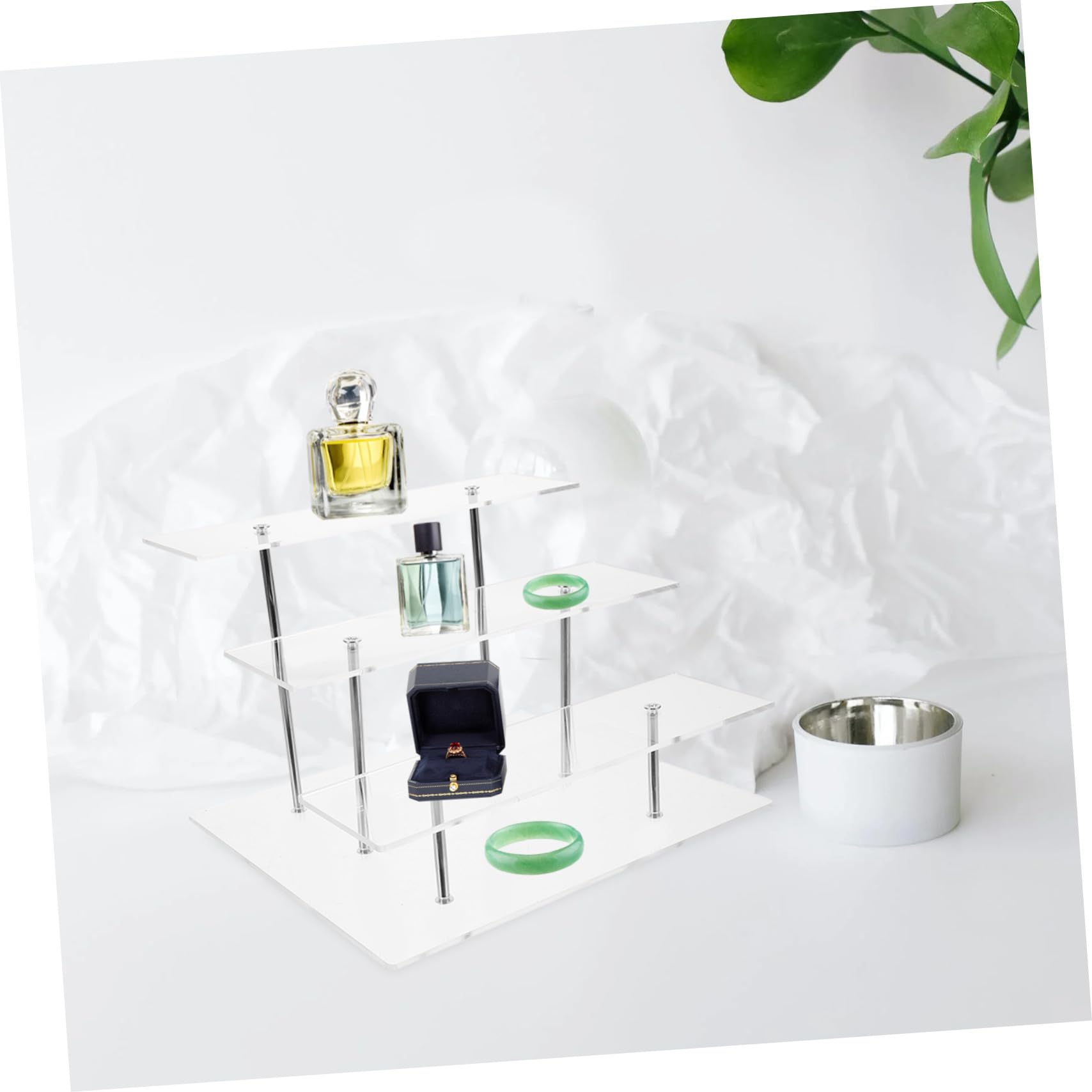 Espositore Cosmetici a 3 Livelli in Acrilico, Scaffale a Gradini | Organizzatori Trucchi a 3 Livelli, Superficie Liscia e Struttura Stabile, per Profumi e Figurine