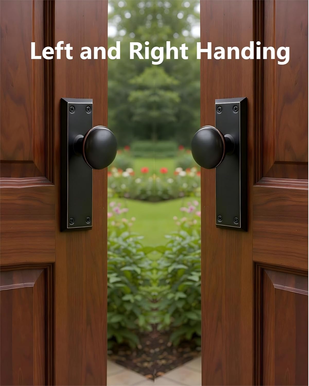 Dummy Door Knob Interior,One Side Handle with Long Plate, Vintage Plate Cover for Closet and Pantry, Oil Rubbed Bronze Finish, 2 Pack