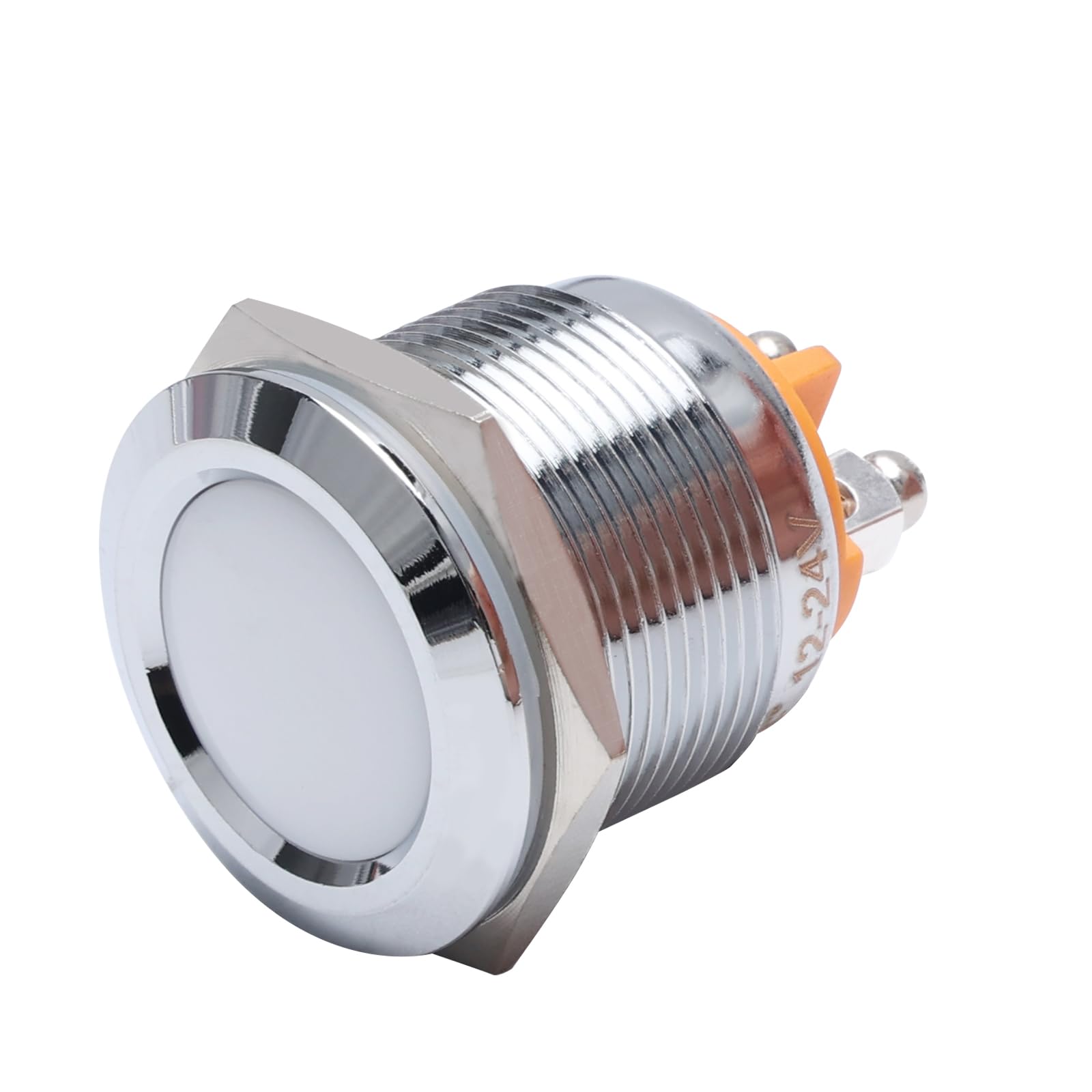 APIELE Indicator Light 22mm 0.87" Waterproof IP67 Metal Signal Lamp 12V AC/DC LED Pilot Dash Lamp Concave Head Red for Car Truck Boat (White, 22mm)