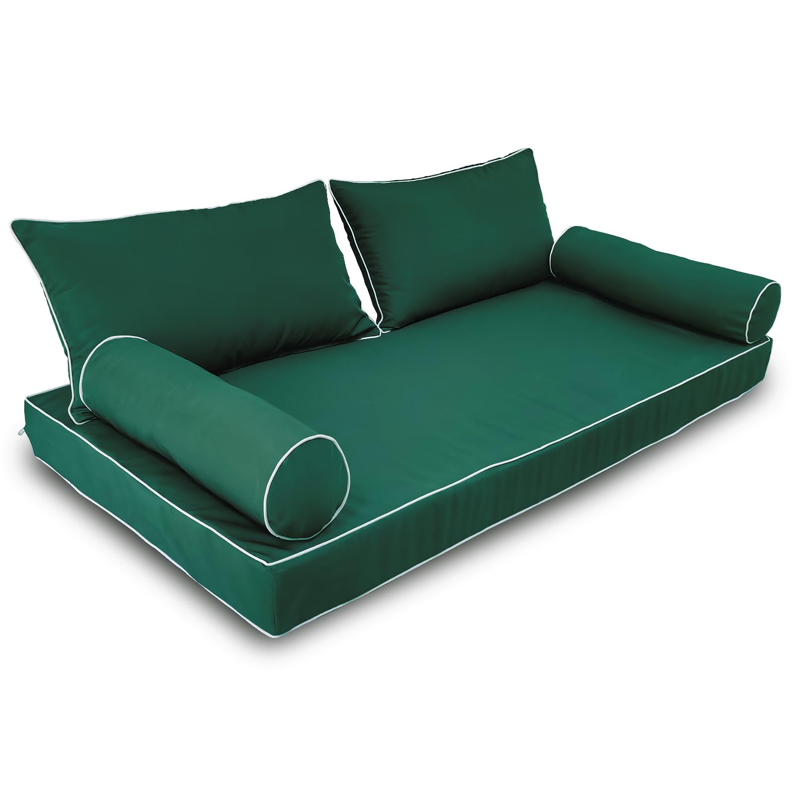Outdoor Daybed Cushion Cover Twin,Daybed Mattress Bolster Pillow Fitted Sheet Cover,Twin Size Outdoor Daybed Cushion Covers (Dark Green, 75 * 39 * 6in)