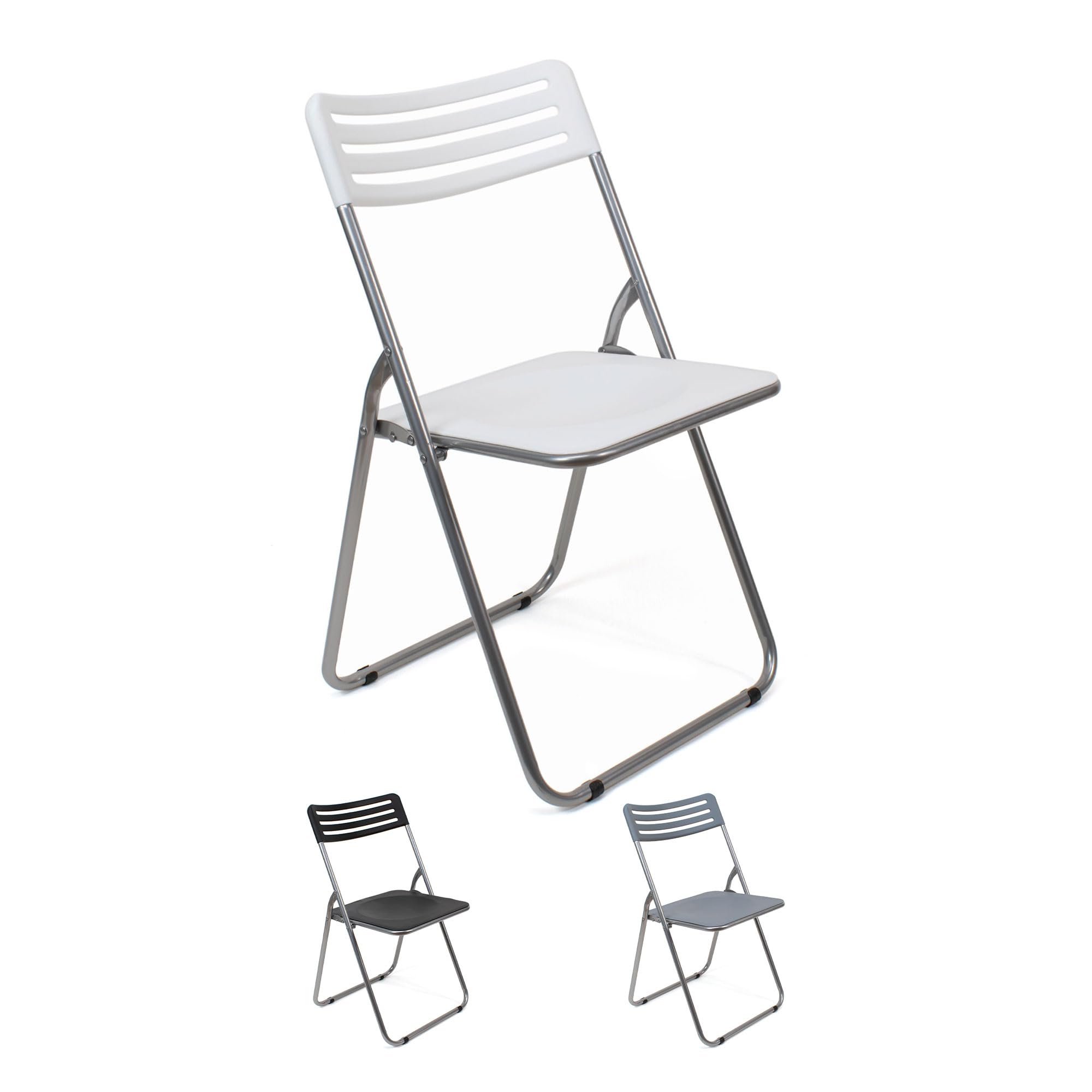 THE SECRET HOME - Silla Plegable - Asiento Auxiliar - Ideal para Cocina, Comedor, Salón, Dormitorio - 44 x 46 x 79 cm (Modelo 2 - Blanco)