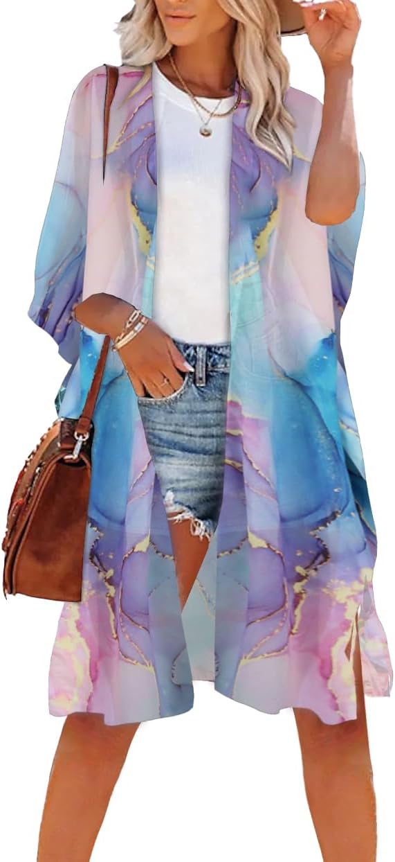 Women's Kimono Swimsuit Coverups Summer Beach Casual Loose Cardigans for Swimwear - Image 6
