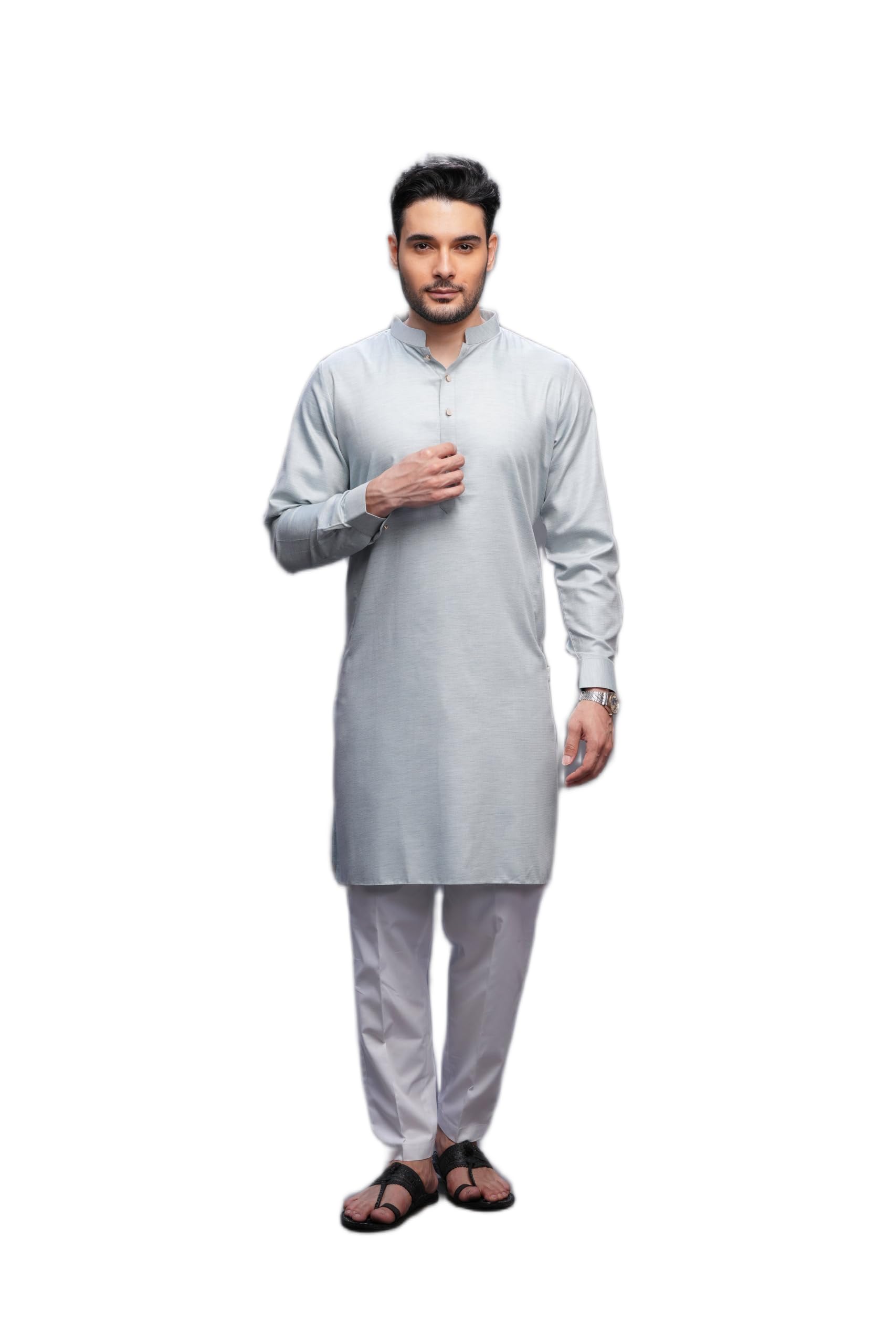 Men Kurta Pajama Set Green S Poly Bamboo for Weddings, Festivals and Everyday Wear with Band Collar-image-36
