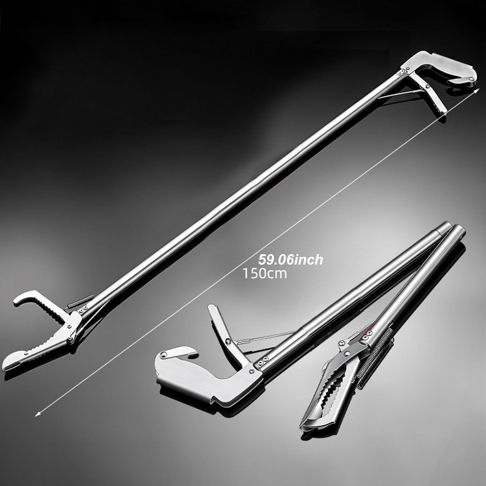 MagiDeal Pince à serpents et reptiles légère, outil d'alimentation pliable et antidérapant en acier inoxydable, outil de manipulation à mâchoires larges, Bec Coudé de 150 Cm