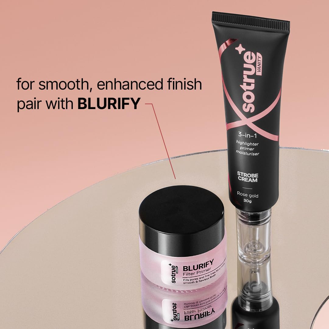 Sotrue Strobe Cream Rose Gold for Face Radiance, Multipurpose Strobe Cream, Dewy Glazed Instant Glow, Highlighter For Face, Boosts Hydration - For All Skin Types - Image 7 thumbnail