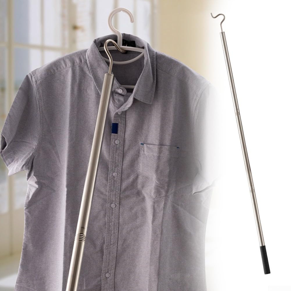 Asta appendiabiti in acciaio inox con gancio per organizzare e asciugare i vestiti in armadi e lavanderie (1 pz)