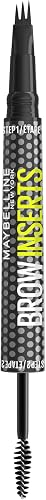 Maybelline Brow Inserts Eyebrow Pen, Micro Needle Shaped 2-In-1 Dual-Ended Brow Makeup Pen and Gel, Water-Resistant, Smudge Proof for Up to 36-HR Wear, Deep Brown