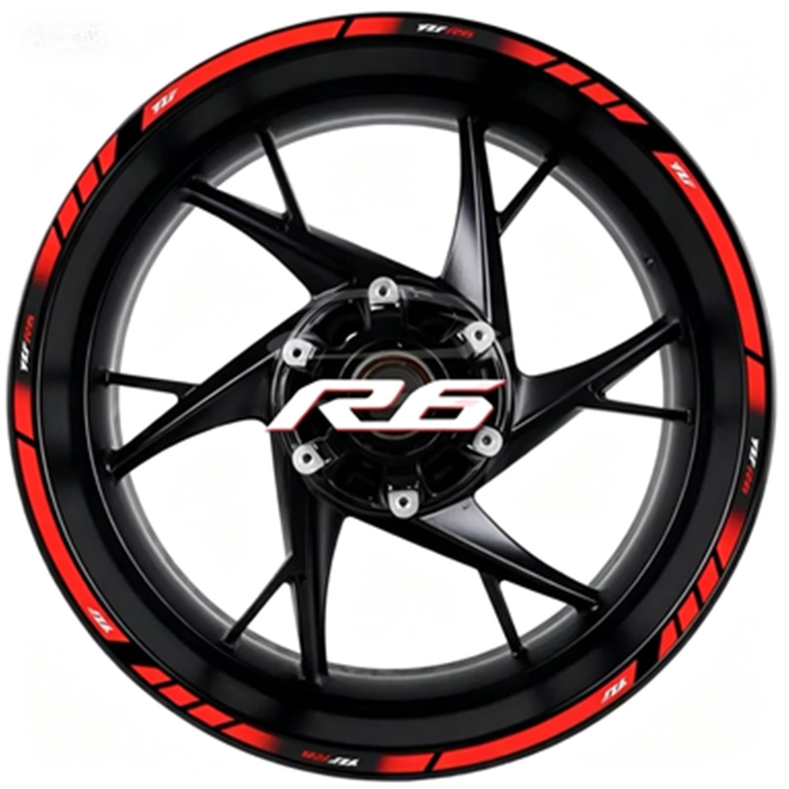 Motorcycle 17 Inch Inner and Outer Wheel Hub Decal Decorative Rim Waterproof Reflective Sticker for Yamaha YZF R6(Color9)