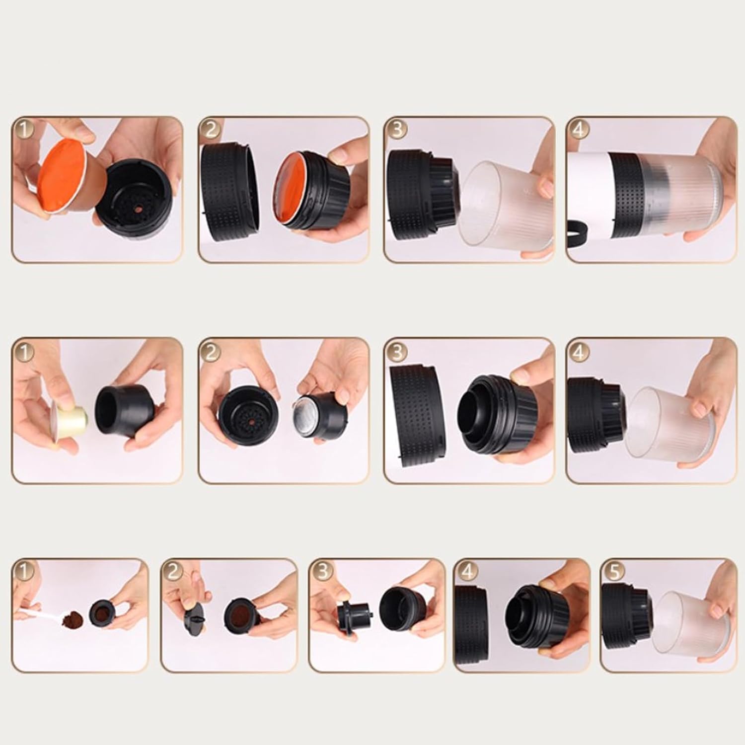 Zerodis Portable Electric Coffee Machine, Lithium Battery 15 Bar Pressure, Capsule Design, Materials, 150ml Water, 60ml Heating, No Waiting, Carrying Bag for Travel,