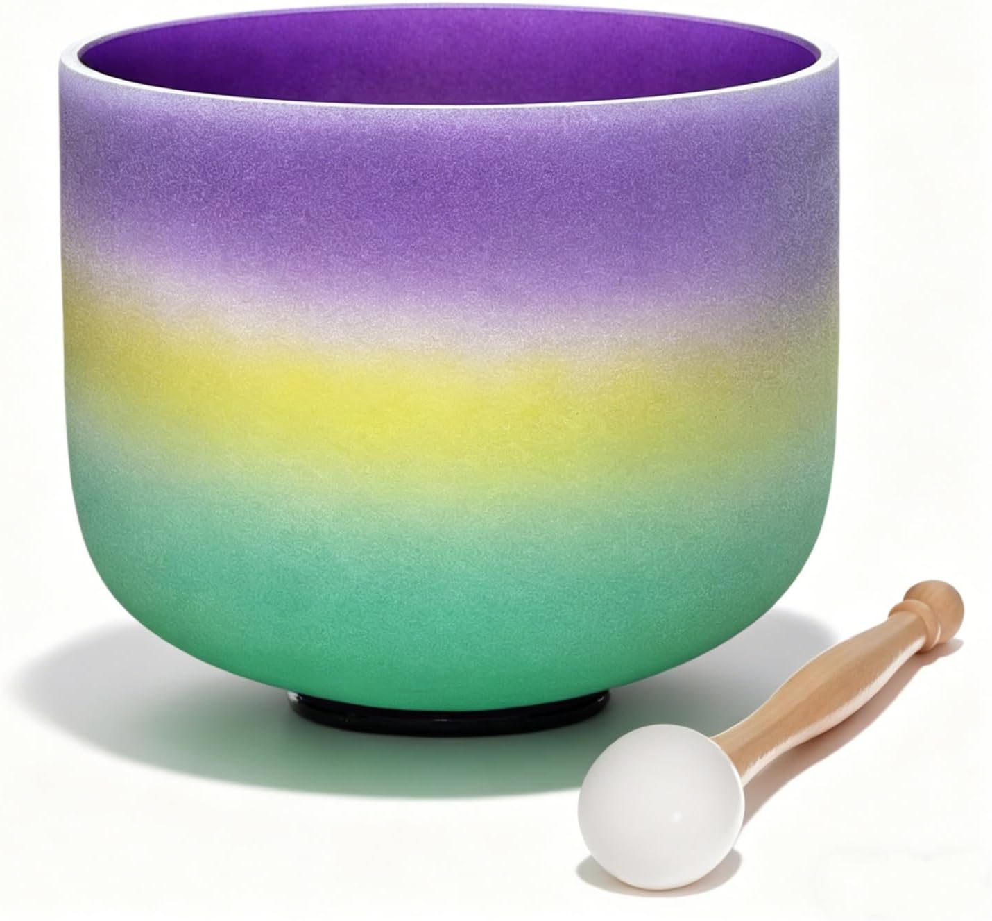 8 Inch Rainbow Colored B Note Crown Chakras Frosted Quartz Crystal Singing Bowl For Sound Healing Meditation