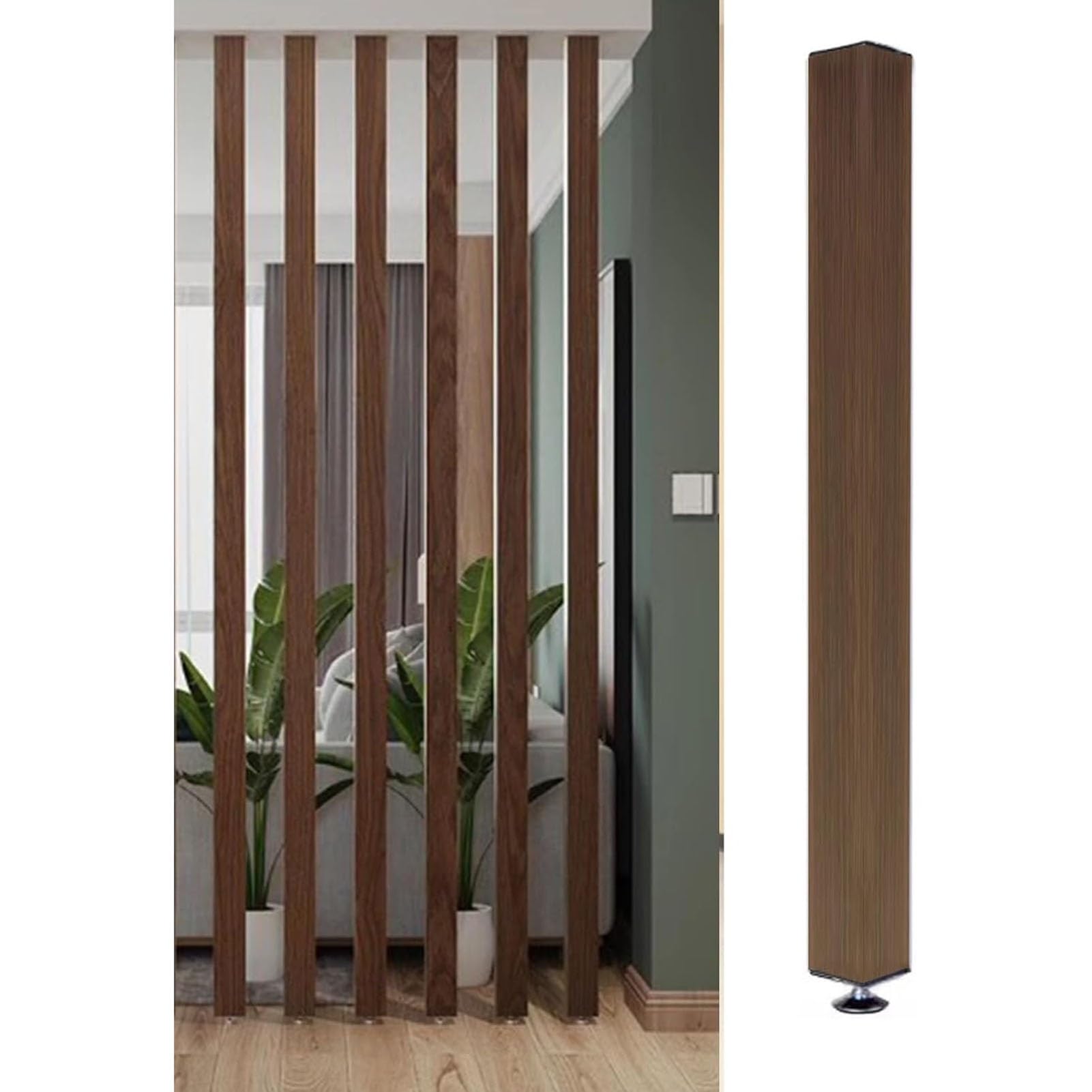 GLETSF 5-Pack Wooden Slats Room Divider - 3Ft To 8Ft Tall Privacy Screen For Living Room, Office & Restaurant Decor - Floor To Ceiling Partition Panels-1 Pcs-110cm/43.3in/3.6ft