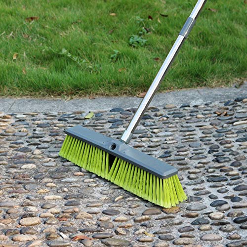 Phyex 18” Push Broom With Adjustable Long Handle, Multi-Surface Floor Scrub Brush For Cleaning Deck, Patio, Garage, Driveway #TOP6