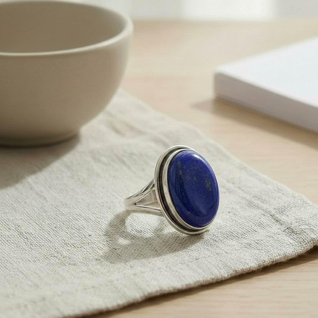 Handmade 925 Sterling Silver Plated Ring Chunky Natural Gemstone Turquoise, Carnelian, Moonstone, Rose Quartz Oval Boho Jewelry For Women