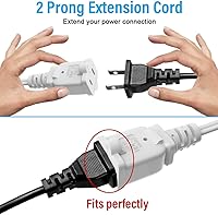 Vista 3 de 5.9ft Indoor Outdoor Extension Cord Waterproof, 10A / 125V 18 AWG Wire Durable Power Appliance Extension Cable with 2 Prong Grounded Plug for