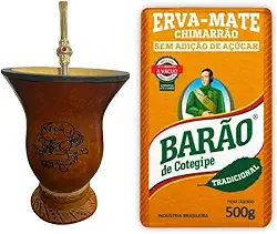 Kit Chimarrão Infantil Cuia + Bomba de Metal + Erva Mate Barão de Cotegipe, 500g (Feminino)