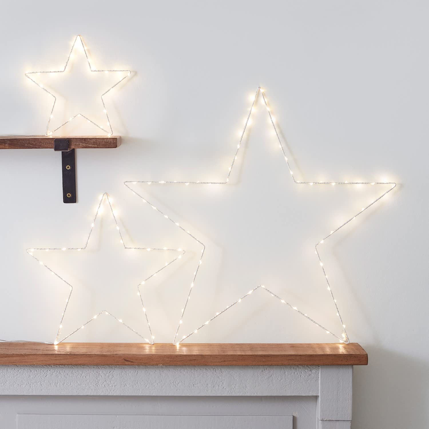 Lights4fun 3er Set LED Osby Sterne Timer Batteriebetrieb 23cm 35cm und 59cm Leuchtsterne Kinderzimmer