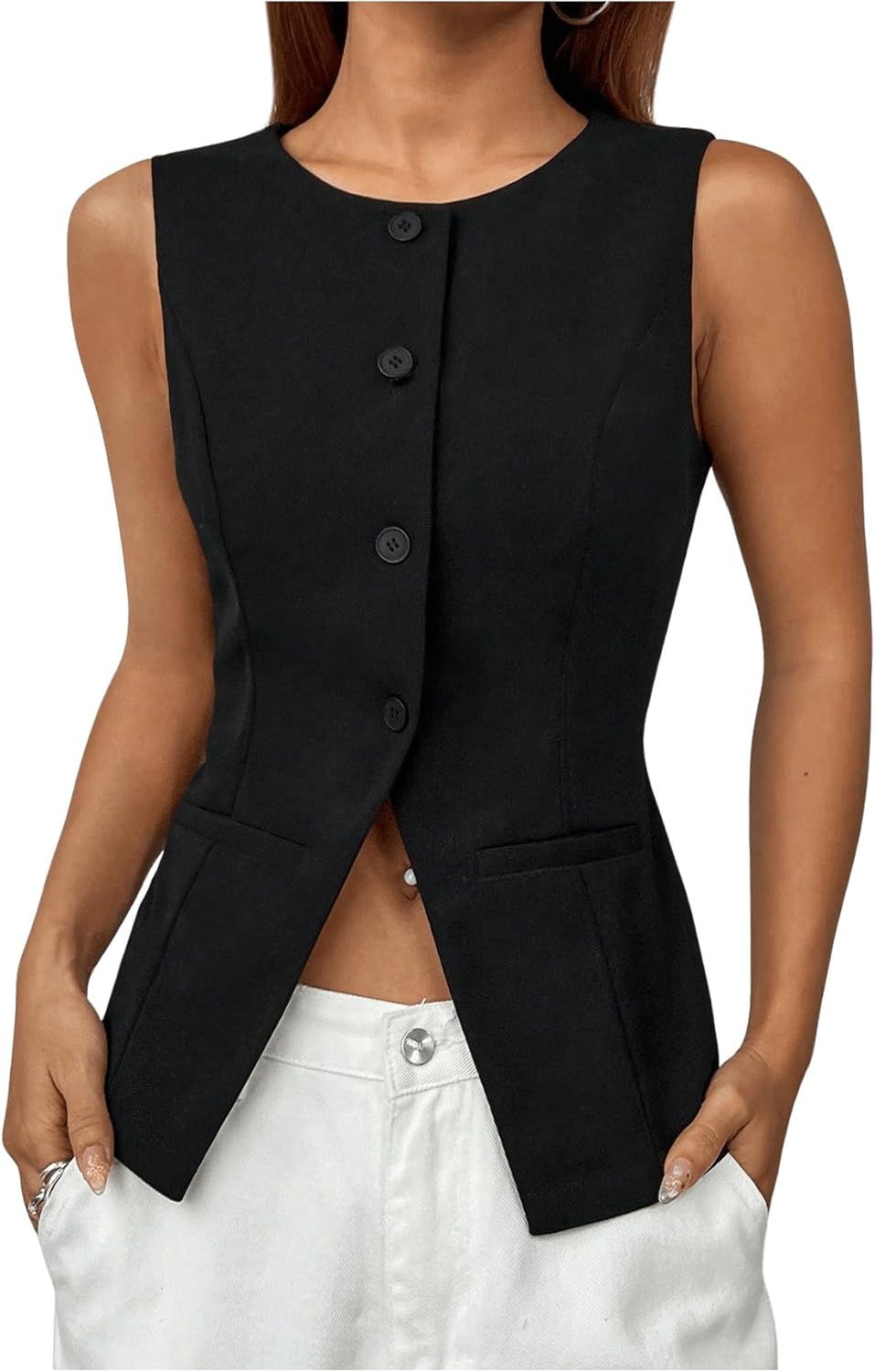 SweatyRocks Womens Split Button Down Blazer Vest Nigeria Ubuy
