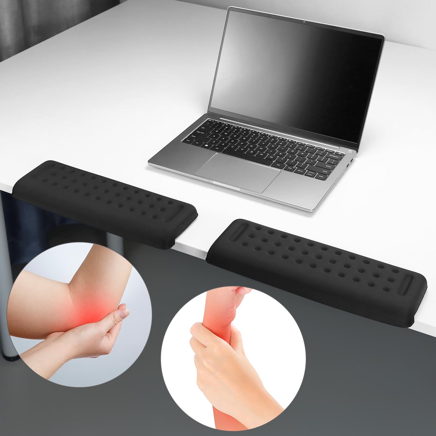 QWORK® 2 Pezzi Poggiapolsi Tastiera Ergonomici a Forma di L - Memory Foam, Base Antiscivolo