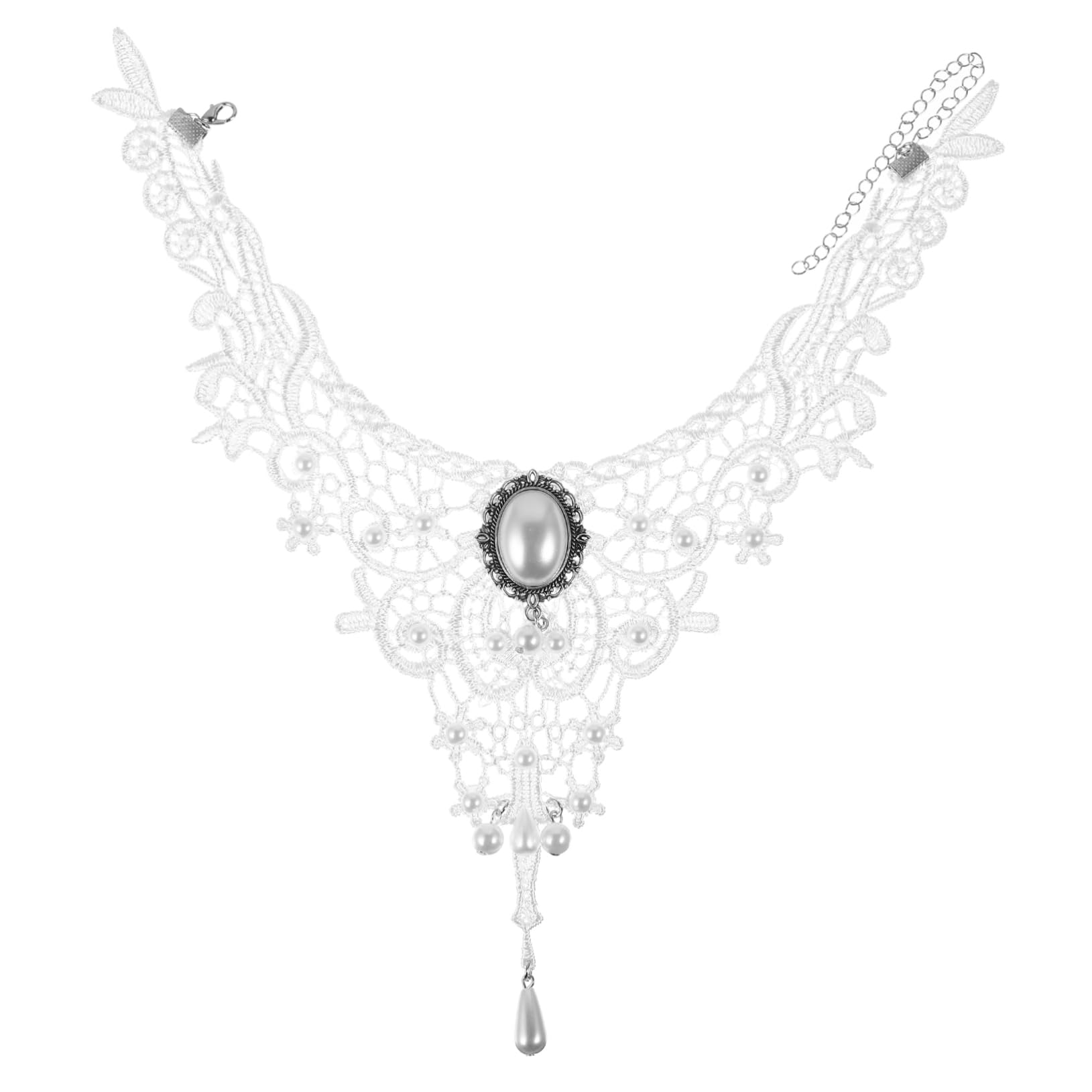 Didiseaon 1 Juego 3 Piezas Collar Gargantilla De Gargantilla Colgante Cadena De Clavícula Nupcial Gargantilla Gótica De Encaje Boda Lolita Navidad Cordón Ropa Novia