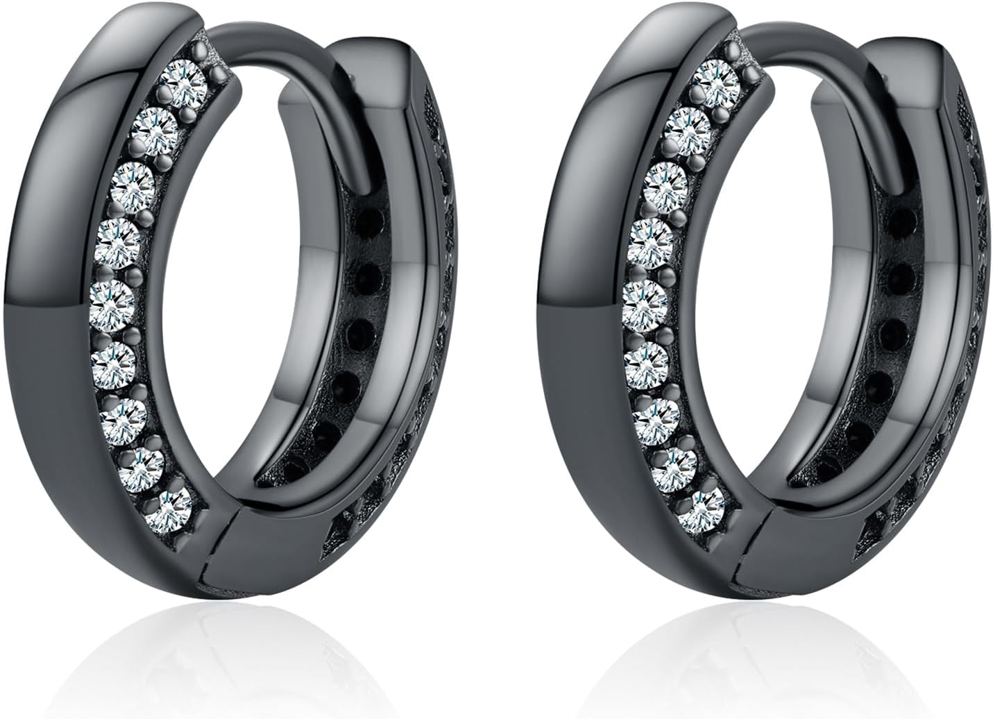 Boucles D’oreilles Homme Noir Argent Sterling 925 – Style Créole Minimaliste, Unisexe (diamètre 20 Mm)