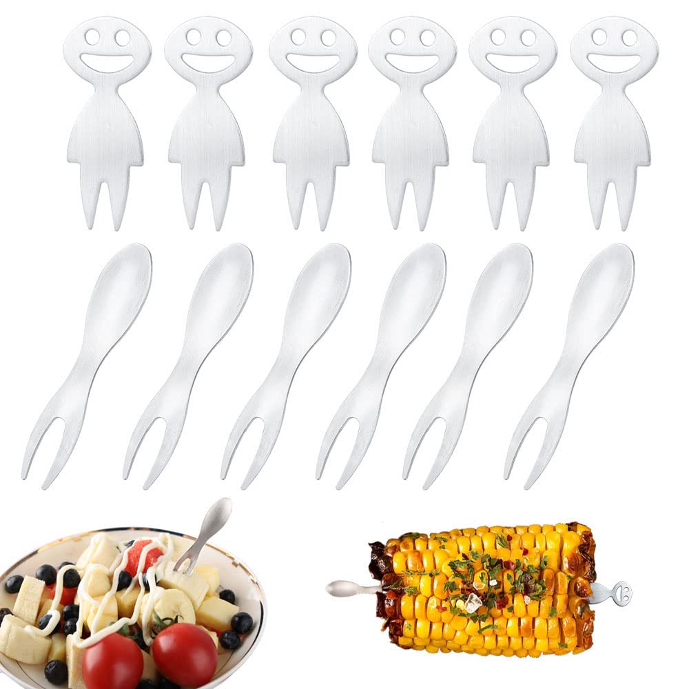 12-teiliges Maiskolben-Gabel Set Aus Edelstahl - Perfekt Für Grillpartys & Picknicks
