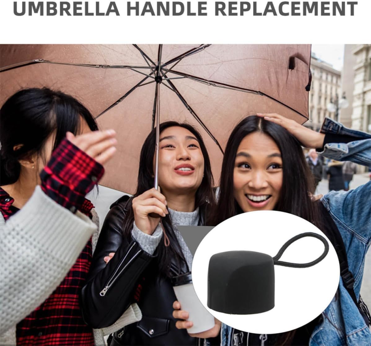 4pcs Replacement Folding Umbrella Handle Grip for Compact Umbrellas, Black Plastic Material with Enhanced Comfort and Easy Replacement Features, for Commuting and Craft Use image 3