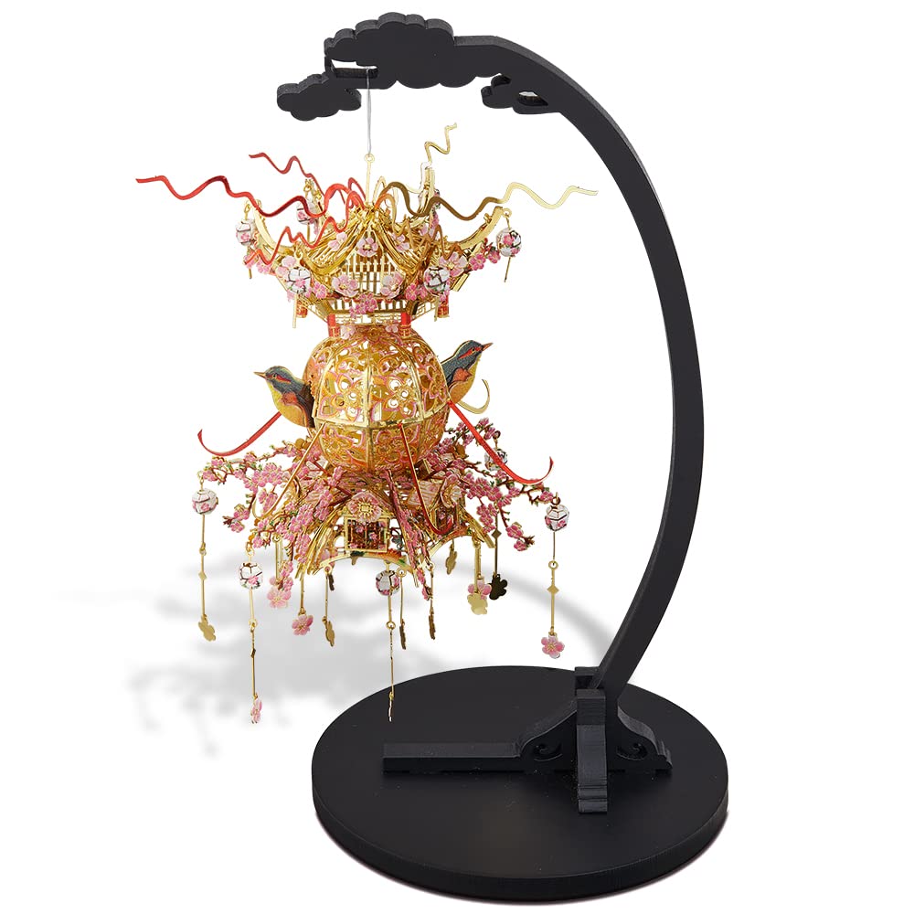 Piececool 3D Puzzle Metal Peach Blossom Spring Scenery Models, Craft Model Kits for Adults to Build, 3D Puzzles Adult Teens for 304 Stainless Steel, Collection, 129 Pieces (with Bracket)