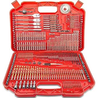 TOPEX 246PC Combination Drill Bit Set Screw Bits Titanium for Metal Wood Masonry