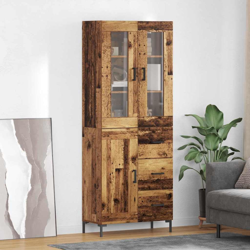 Highboard Lot de 2 étagères murales en bois vieilli avec tiroirs