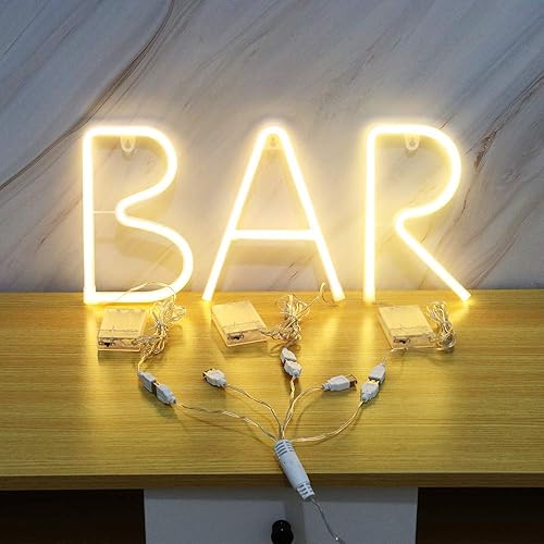 Miniatura 8 de ENUOLI Letrero de letras de neón blanco cálido, luces de noche, palabras con bateríaUSB, alimentadas por USB, decoración de pared, palabras