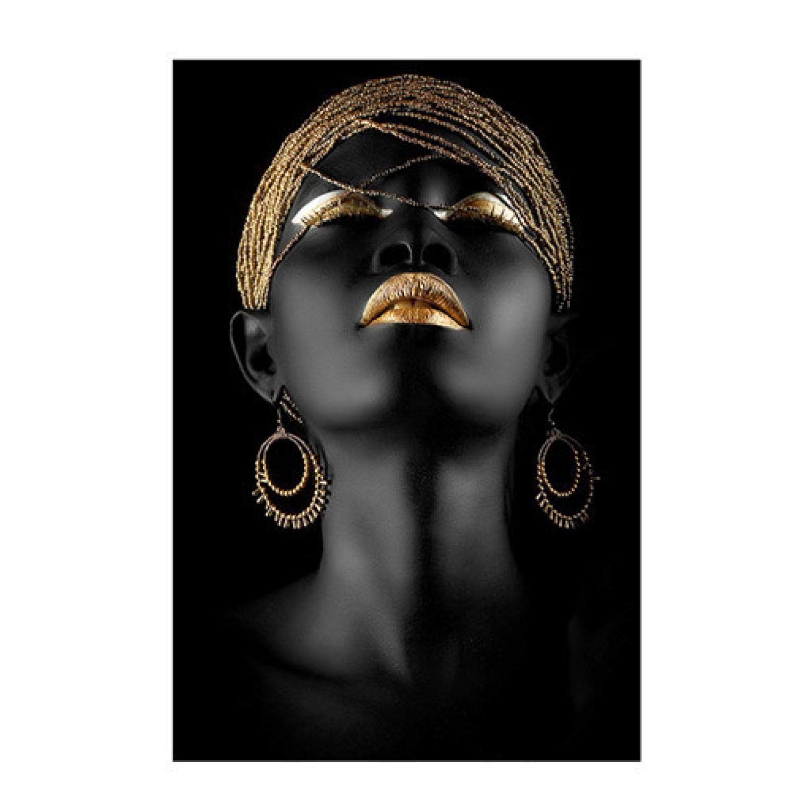 TONGYINLI Black Panther Gold Abstract Art Canvas Print: Modern Home Office Decor Posters Animals portrait Painting(80x120cm/Internal Frame)