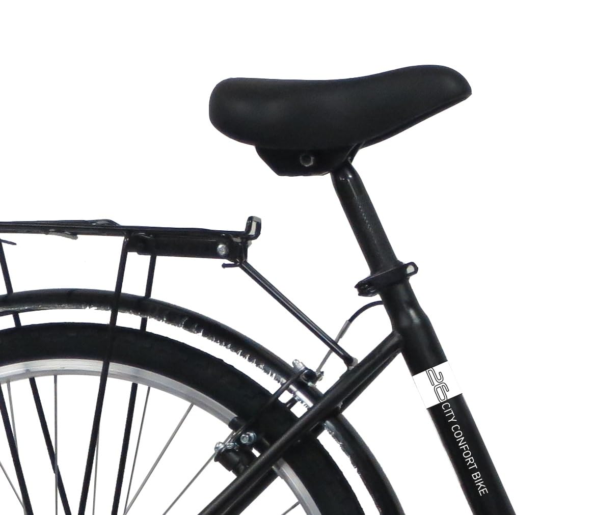 VTC 26" Femme Noir - 6 Vitesses avec Poignée Tournante Equipement Complet City
