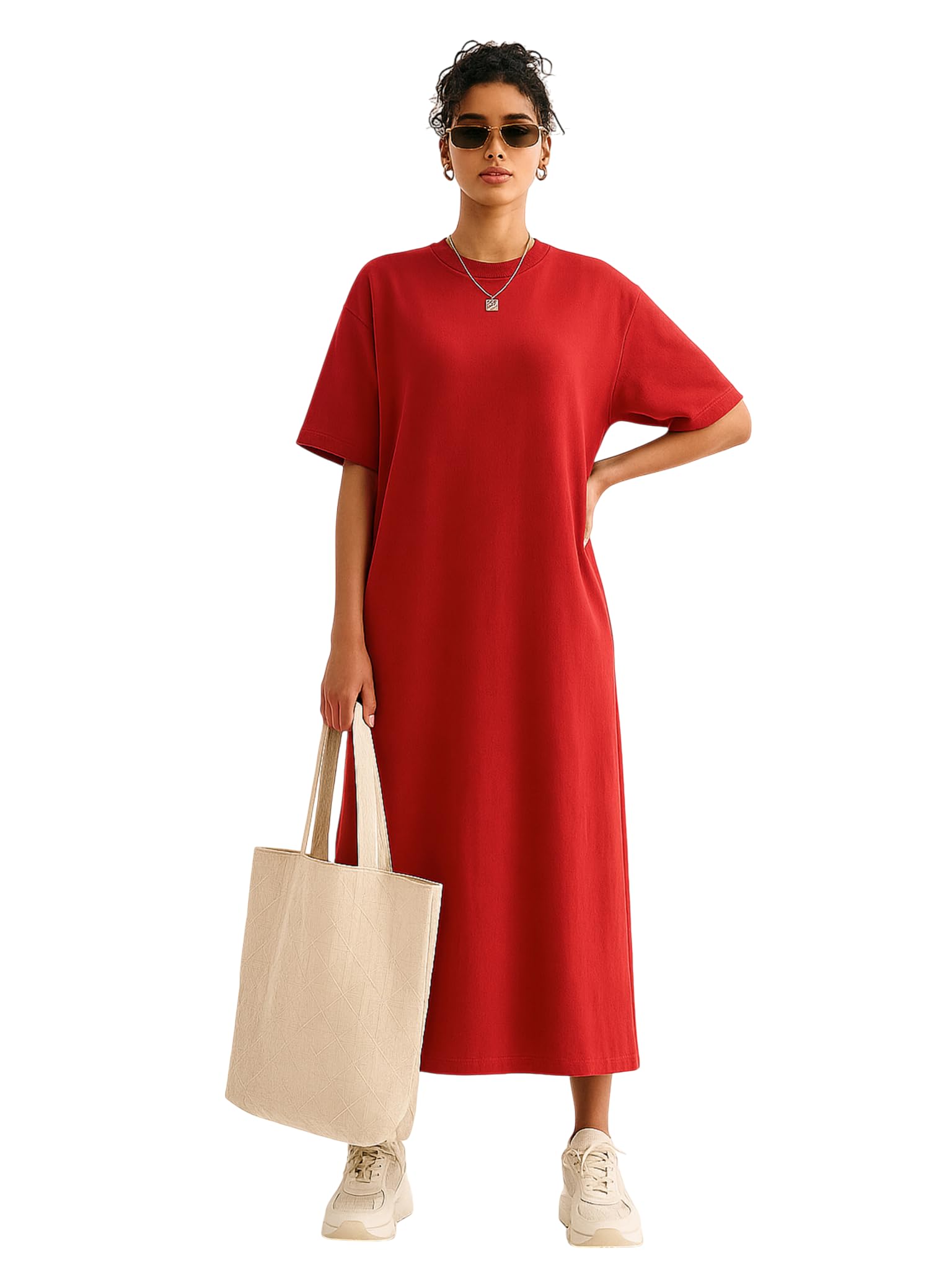 Women Oversized T-Shirt Dress-image-45