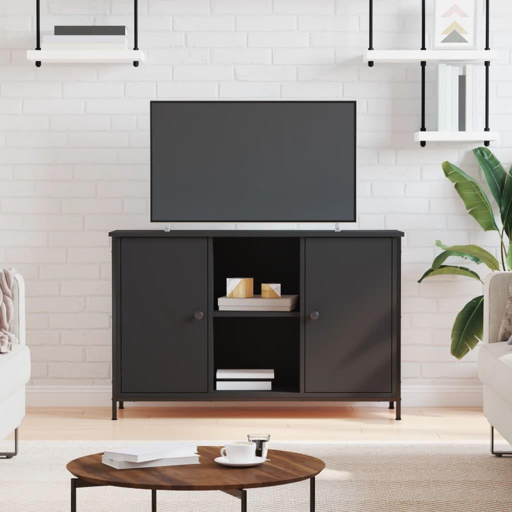 vidaXL Mobile Porta TV Nero 100x35x65 cm in Legno Multistrato, Supporto TV, Supporto per unità multimediali, Mobile con Luce LED, mobiletto HiFi
