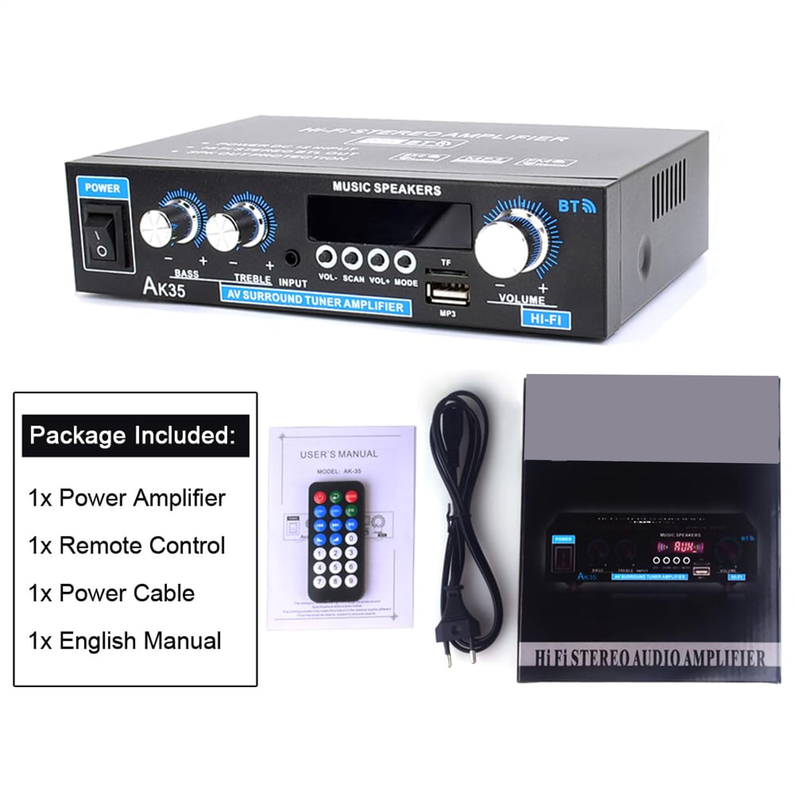 Wzmacniacz Domowy Amplifikator AV Stereo | Odtwarzacz Bezprzewodowy Z Trybami Surround Do Radia Mikrofonu TV Rozrywki Domowej Karaoke W Pomieszczeniach