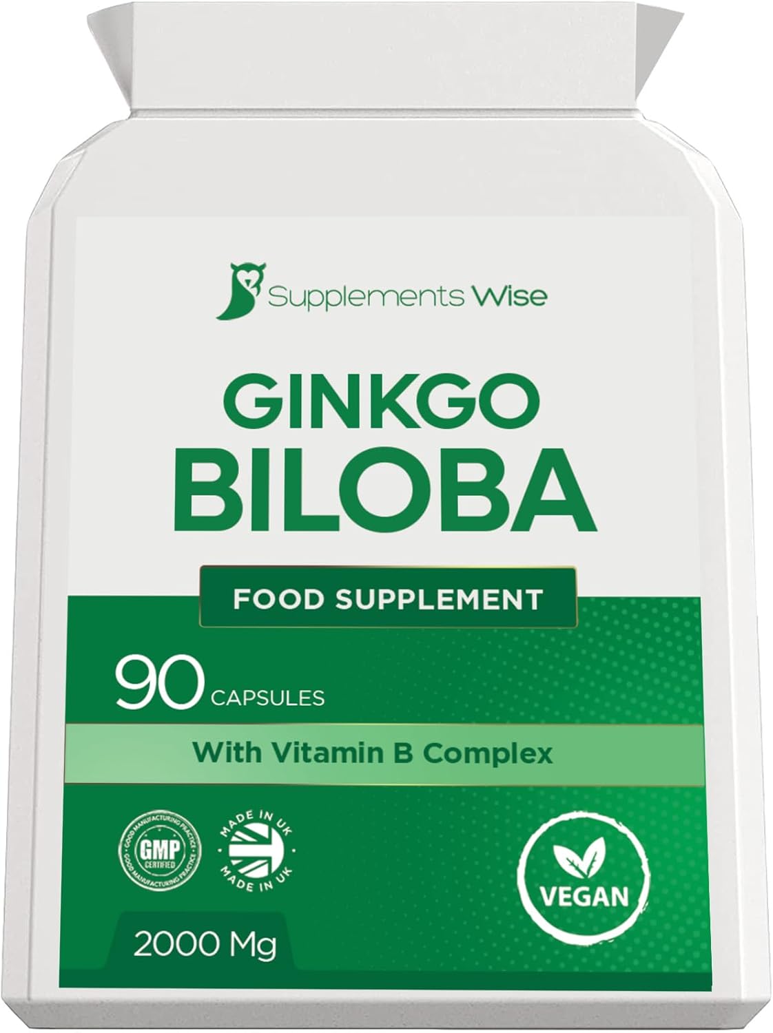 Ginkgo Biloba Capsules 90 x 2000mg – Dizziness and Vertigo Treatment – Focus Tablets, Concentration Pills for Brain, Memory – Blood Circulation -Ginkgo Biloba Herbal Supplements with Vitamin B Complex