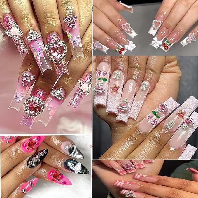 Cherry Nail Charms: 30pcs Red & Pink Cherry Nail Art Gems