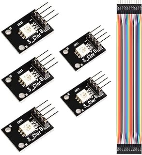 Youmile 5 Pcs SMD LED Module 3 Color Light 5050 PWM RGB KY-009 for Arduino MCU Raspberry DIY Electronic Kit Pcb Board with Dupont Cable