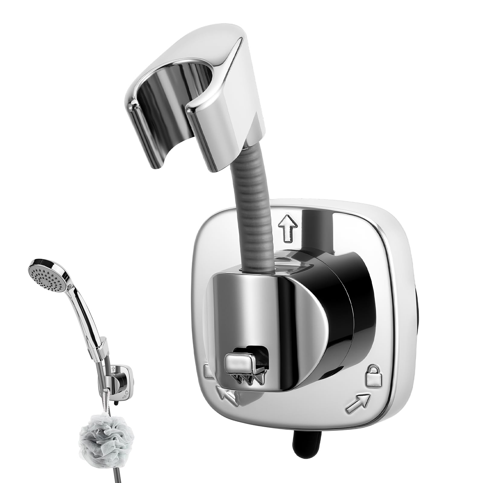 Swivel Suction Cup Handheld Shower Head Holder, 360 Adjustable Suction Cup Shower Head Holder, Reusable Showers Wand Holders, Removable Suction-Cup Showesr Handle Holders for Wall Bathroom Accessories