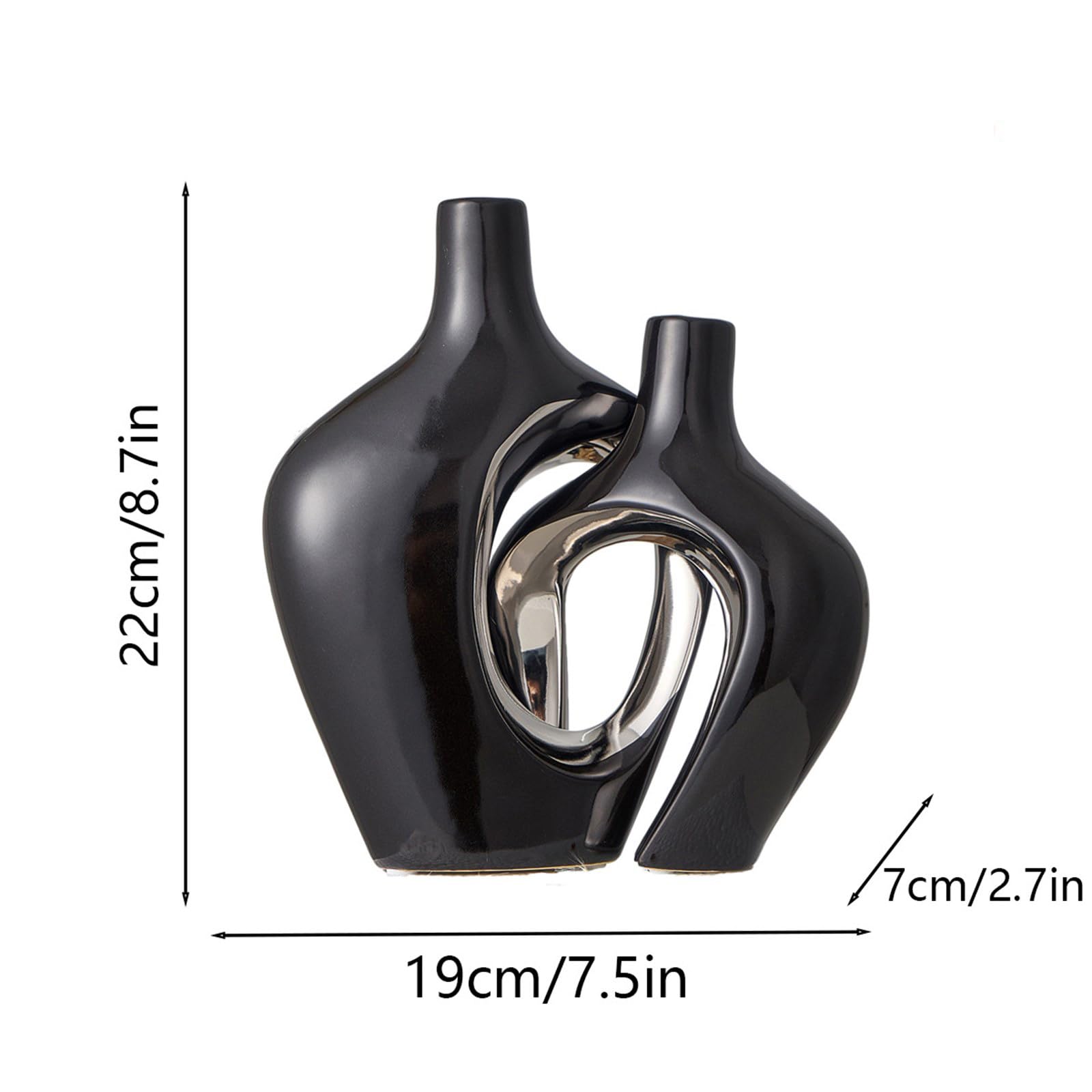 Keramik-Blumenvasen, Set mit 2 dekorativen Vasen für Tischdekoration, Hochzeit, Esszimmer, Wohnzimmer, Haus, Dekoration, hohl, modern, Keramik