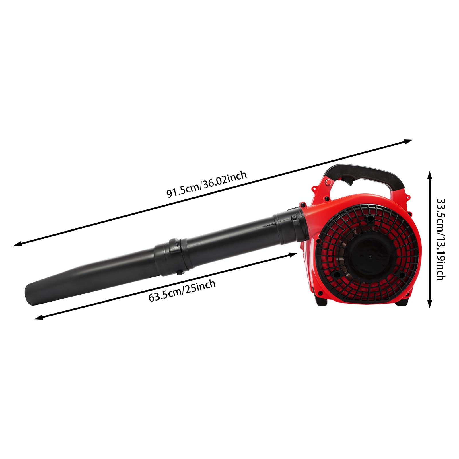 Soplador de hojas de gasolina EB-260, 2 tiempos, 0,75 kW, soplador de hojas de gasolina, 0,13 m³/s, flujo de aire, soplador manual con 2 tubos de soplado, para patio, nieve, polvo, arena